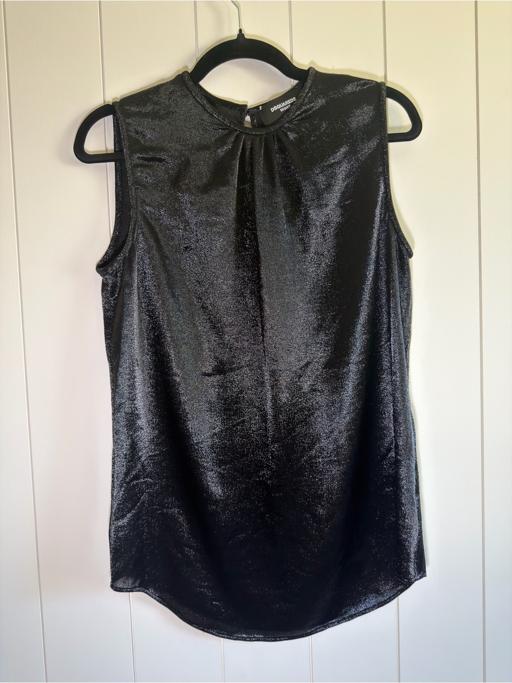Designer DSQUARED2 Black Metallic Blouse Sz M